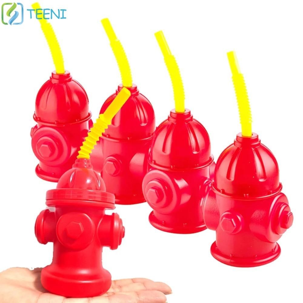 TEENI Fire Hydrant Straw Cup Novelty Plastic Fire Hydrant Water Cup