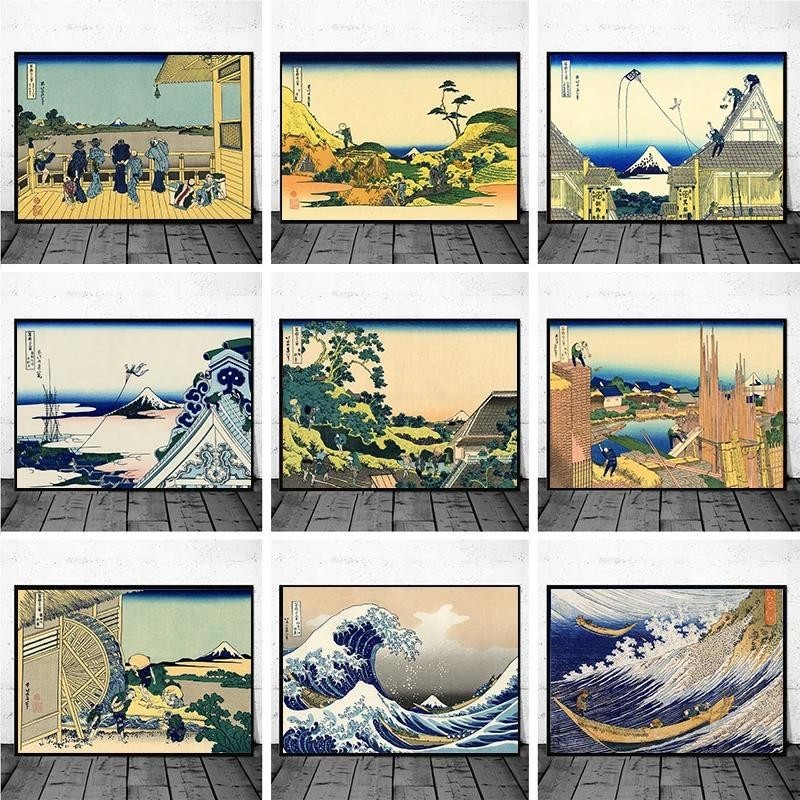 Cetakan Kanvas Ombak Besar Di Kanagawa Hokusai Poster Pandangan