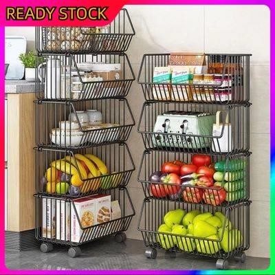 Plastic Container Rack Trolley Storage Dapur Rak Sayur Sayuran Buah