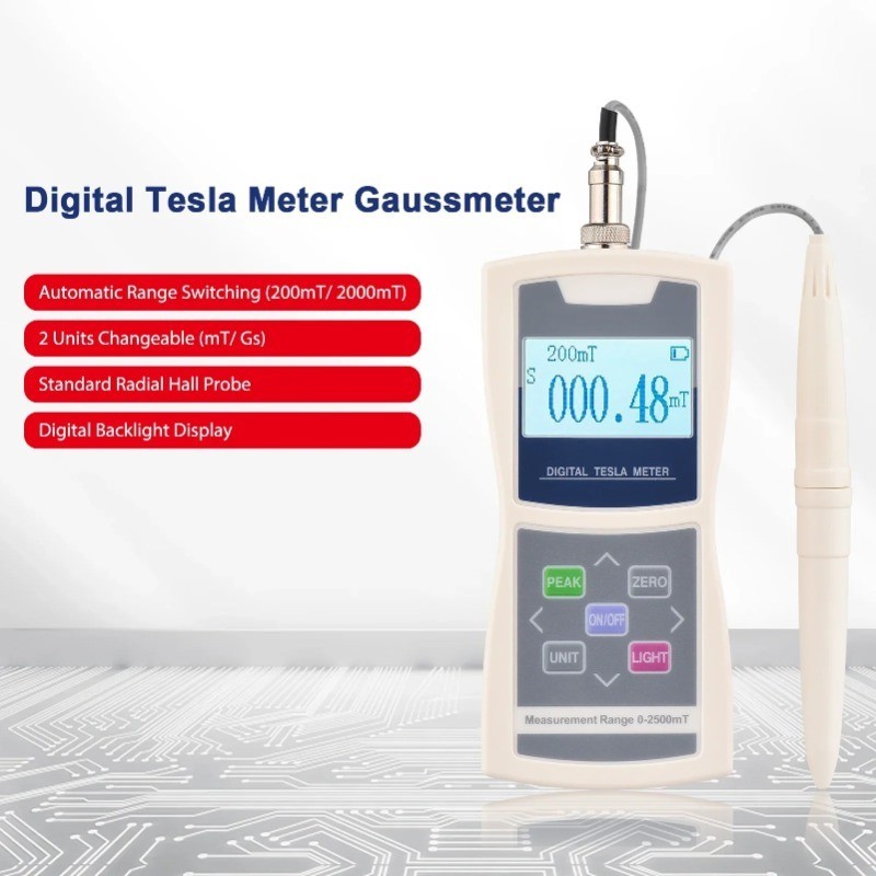 Digital Tesla Meter Gaussmeter Mt Mt Standard Radial Hall Probe