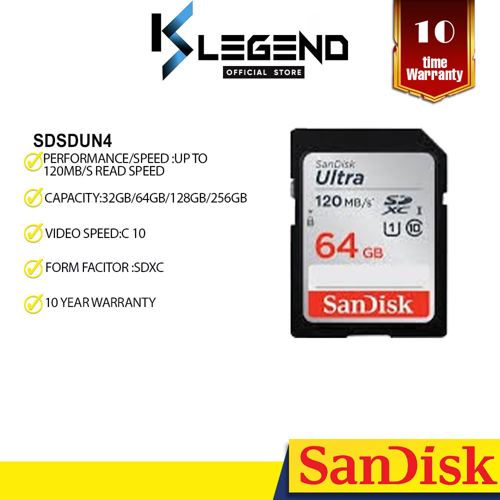 SanDisk Ultra SD Memory Card SDXC Class 10 For DSLR Camera 32GB 64GB