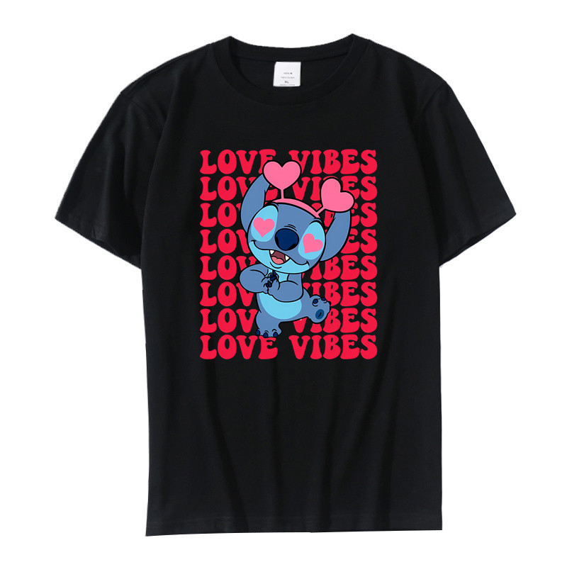 Stitch Disney Love Angel Stitch T Shirt Women Man Cotton Tshirt Cartoon