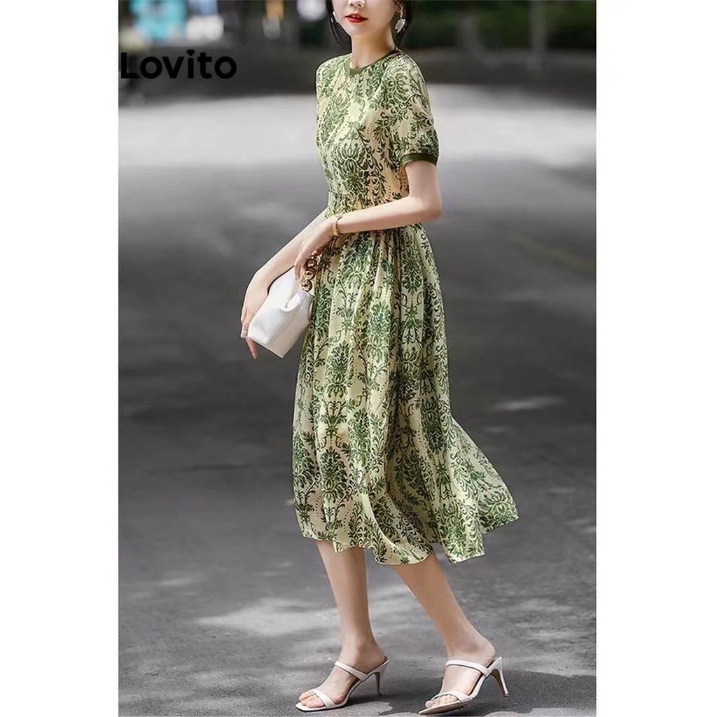 Lovito Casual Ditsy Floral Flowers Dress For Women Lne Shopee