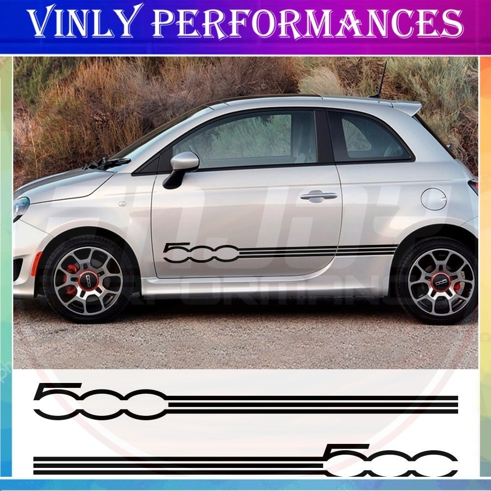 Pcs Fiat Car Door Side Skirt Long Stripes E Styling Stickers