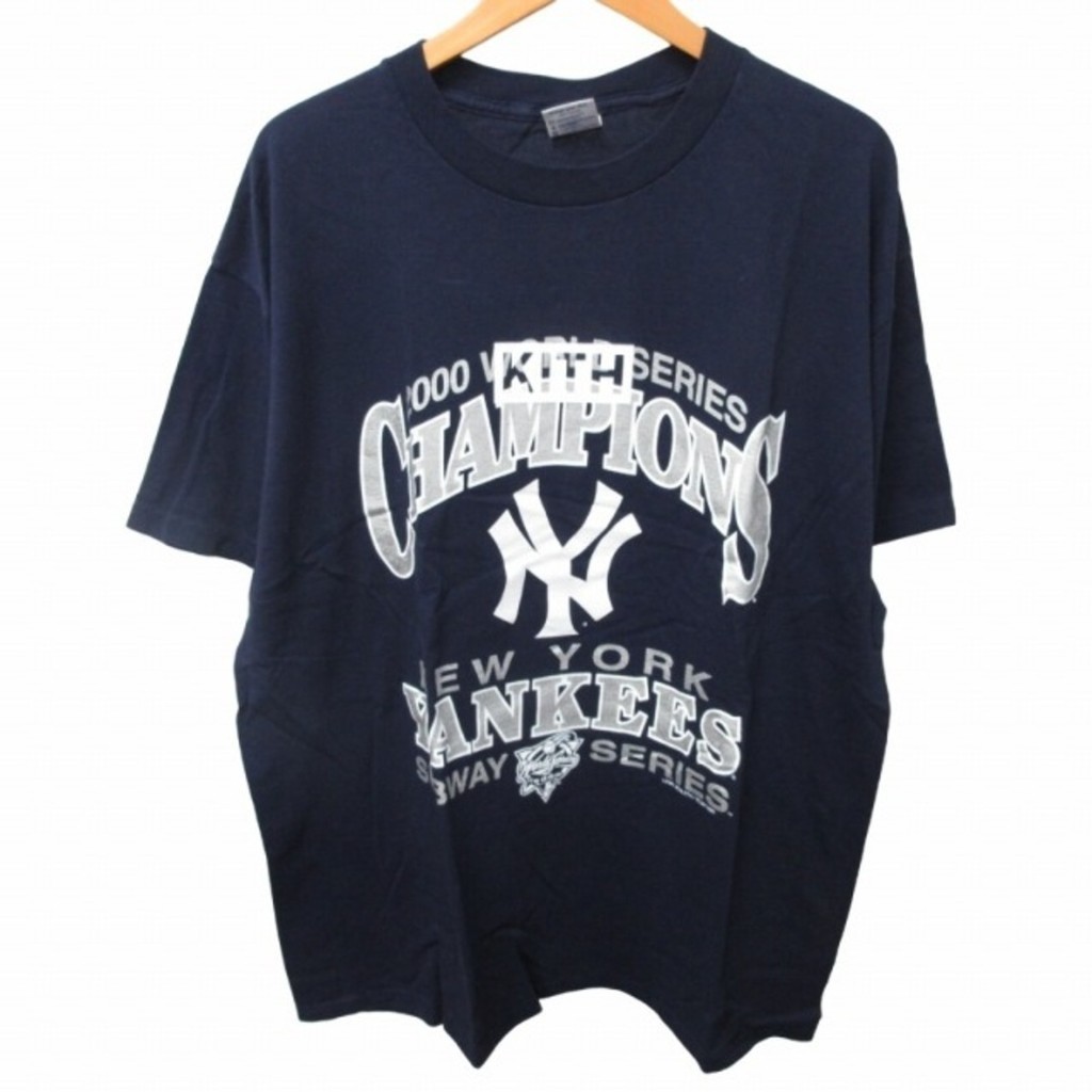 Guerrilla Vintage Yankees T Shirt With Kiss Tag Cut And Sewn Navy XL