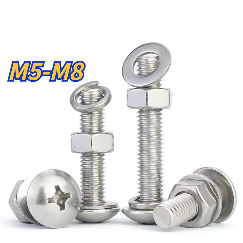 XNY 304 Stainless Steel Large Flat Head Phillips Screw Set Nut Flat