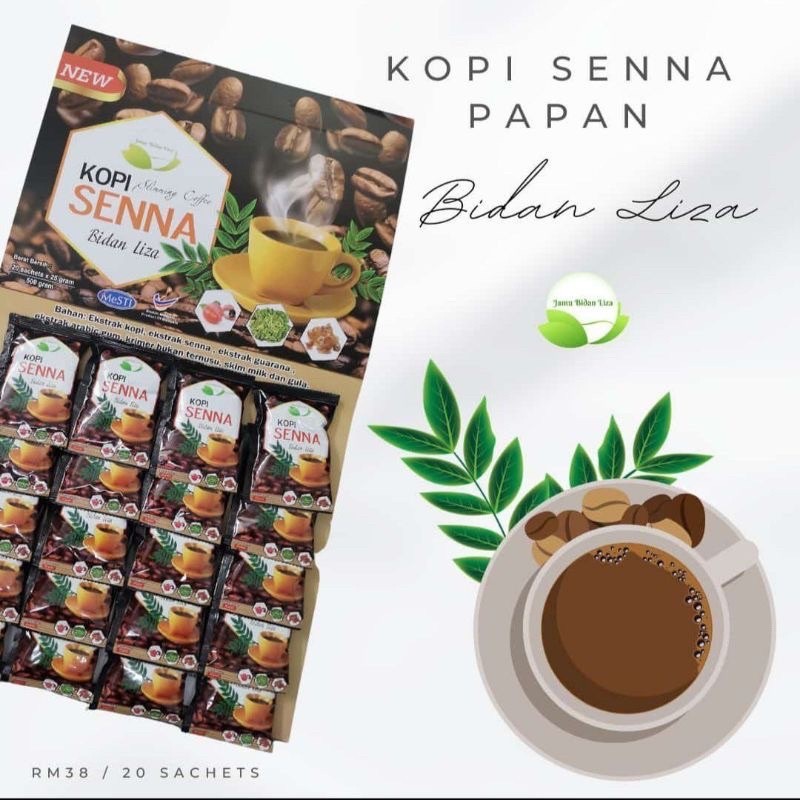 Kopi Senna Bidan Liza Papan Sachet Bidan Liza