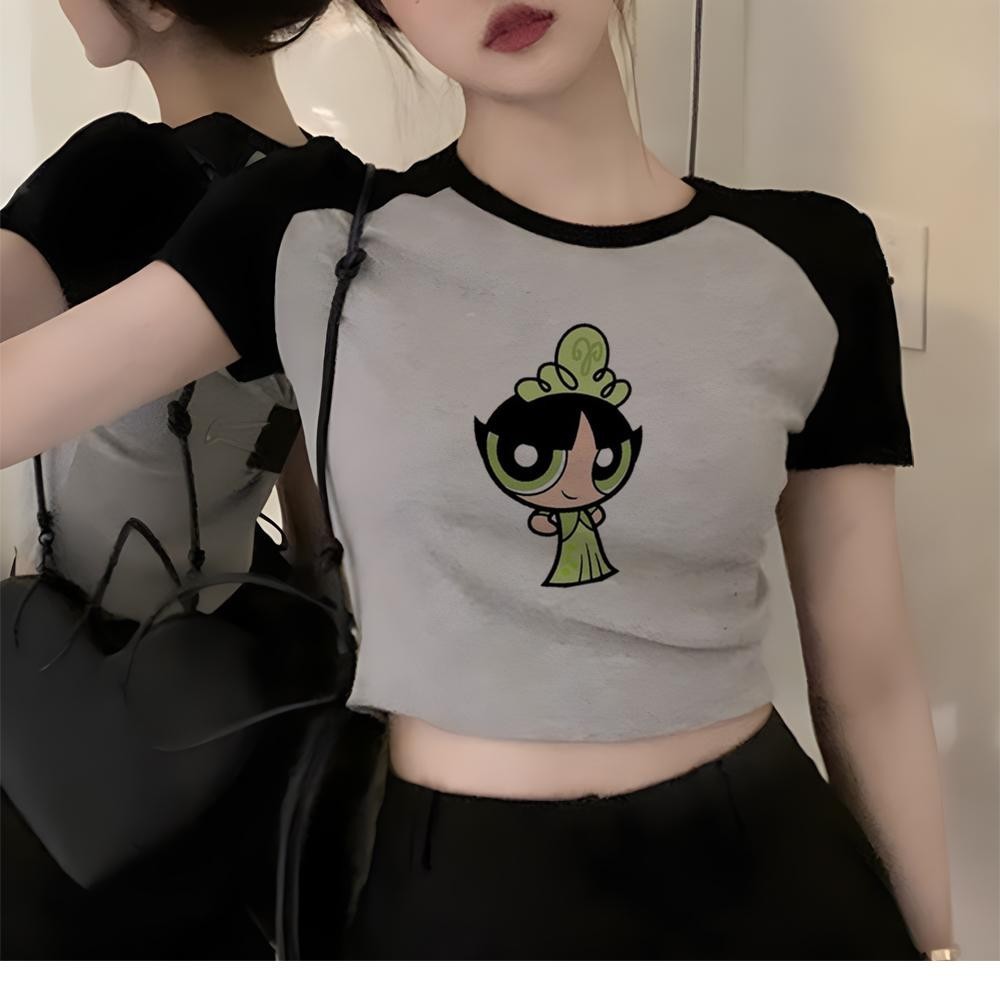 Powerpuff Girls Trashy Streetwear Aesthetic Crop Top Woman Graphic