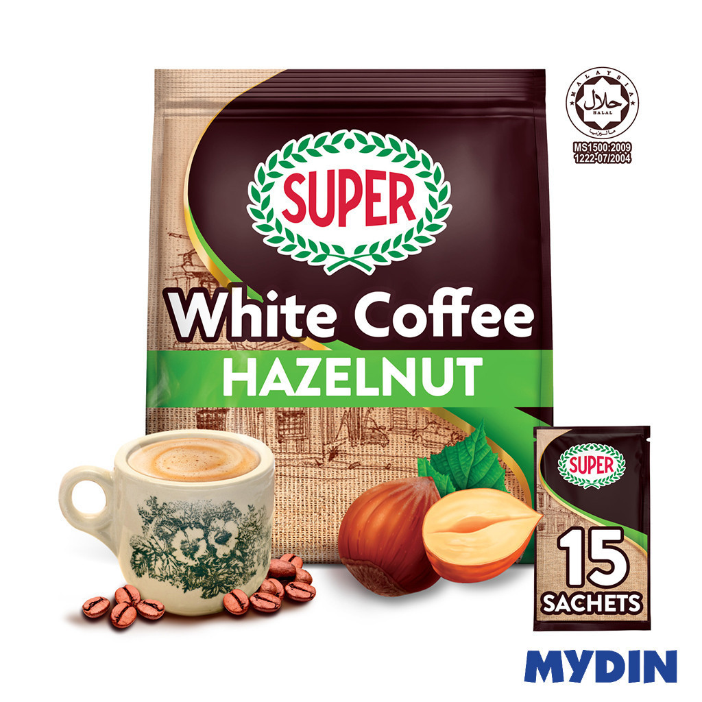 Super 3 In 1 Charcoal White Coffee Roasted Hazelnut 15 S X 33g