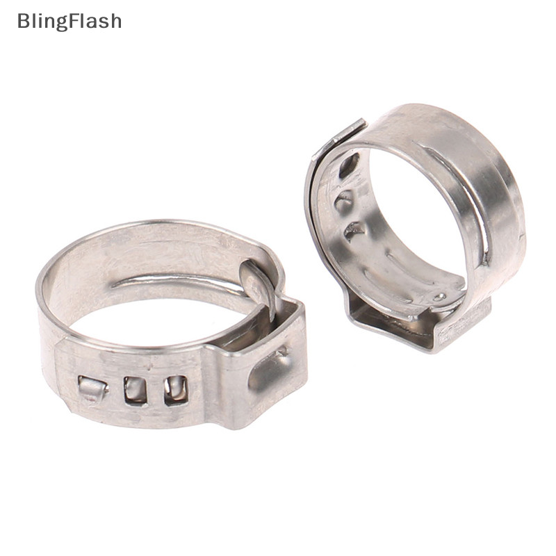 BlingFlash 10Pcs Hose Clamps Single Ear Stepless 304 Stainless Steel