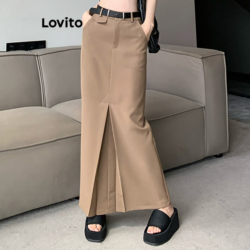 Lovito Casual Plain Basic Skirts For Women Lne Lovito Rok Basic