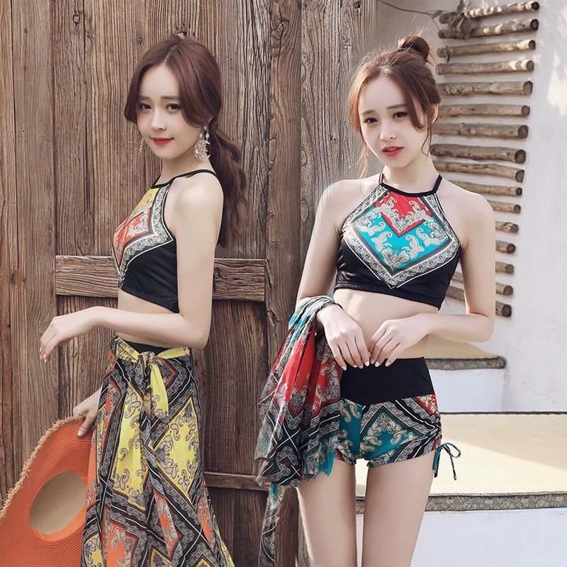 Les Swimsuit Female Conservative Split Bikini Sexy Boxer Fairy Fan