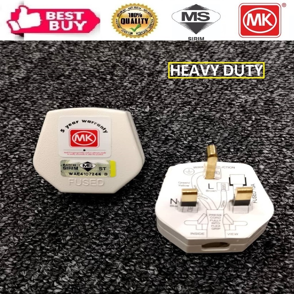 Mk A V Fused Plug Top Heavy Duty Sirim Approved White