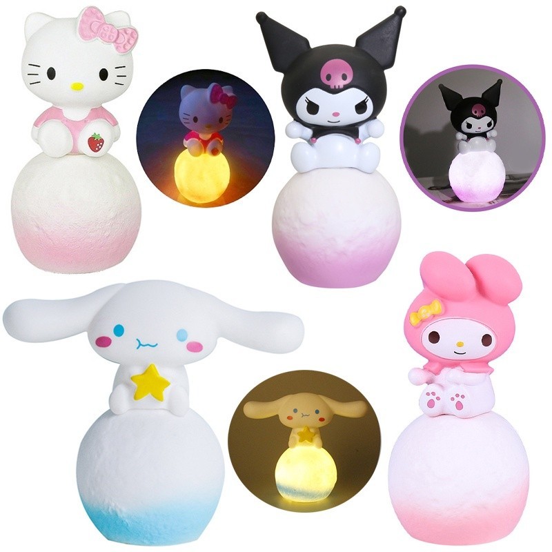 Sanrio Kuromi Cinnamonroll Night Light Cloud Moon Luminous Figure Small