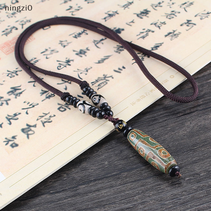 MY Nine Eye Tibet Dzi Pendant Choker Nacklace Natural Tibet Bead Good