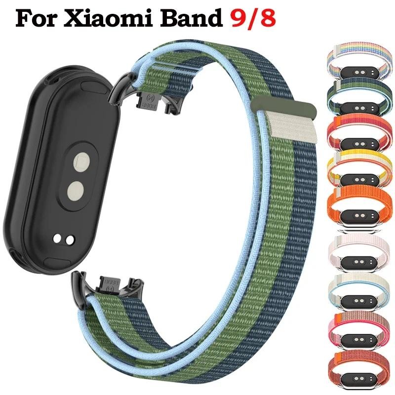 Nylon Breathable Strap For Xiaomi Mi Band 9 8 Wristband Bracelet Metal