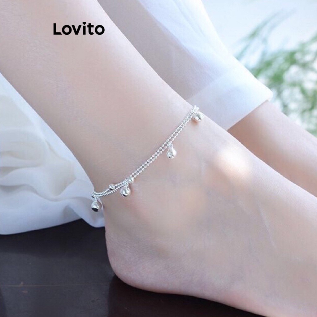 Lovito Casual Plain Basic Anklet For Women Lfa Silver Lovito