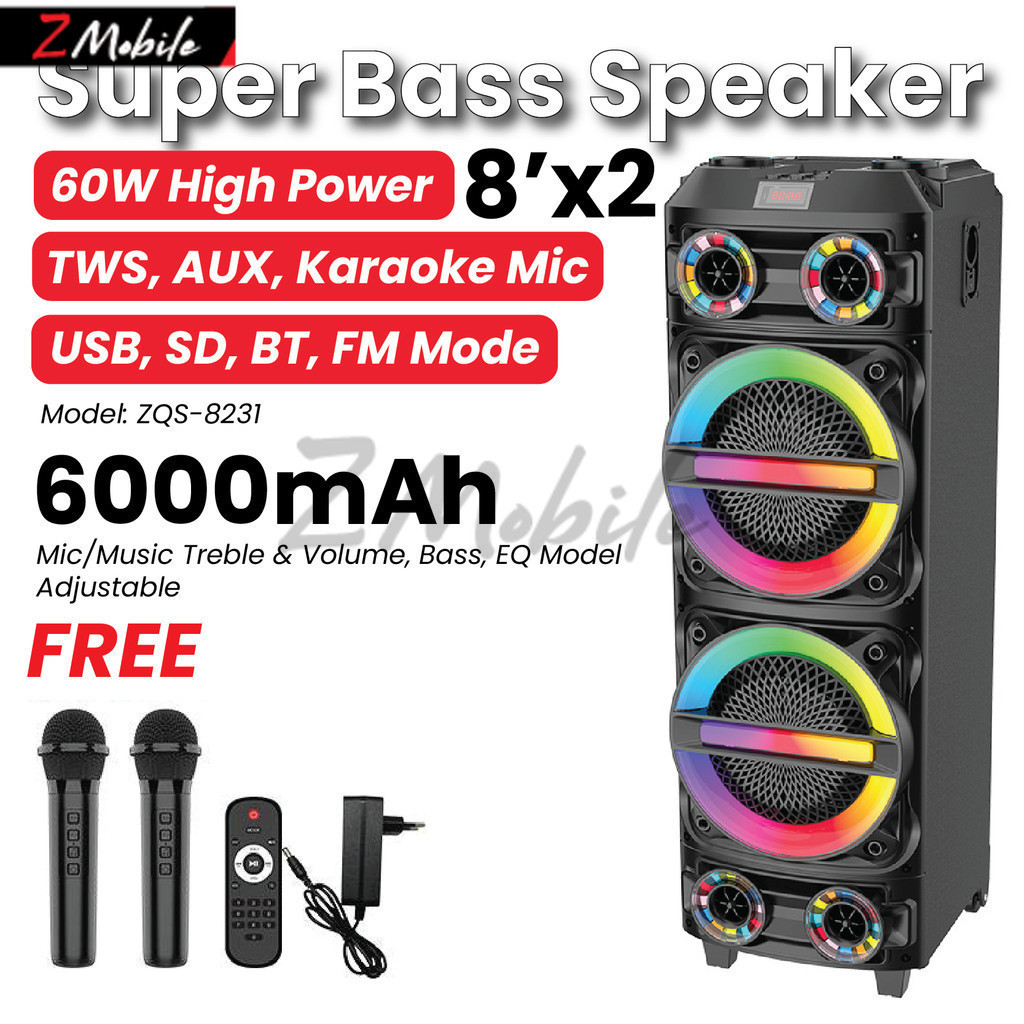 Sing E Zqs X Inch W High Power Portable Speaker Super Bass