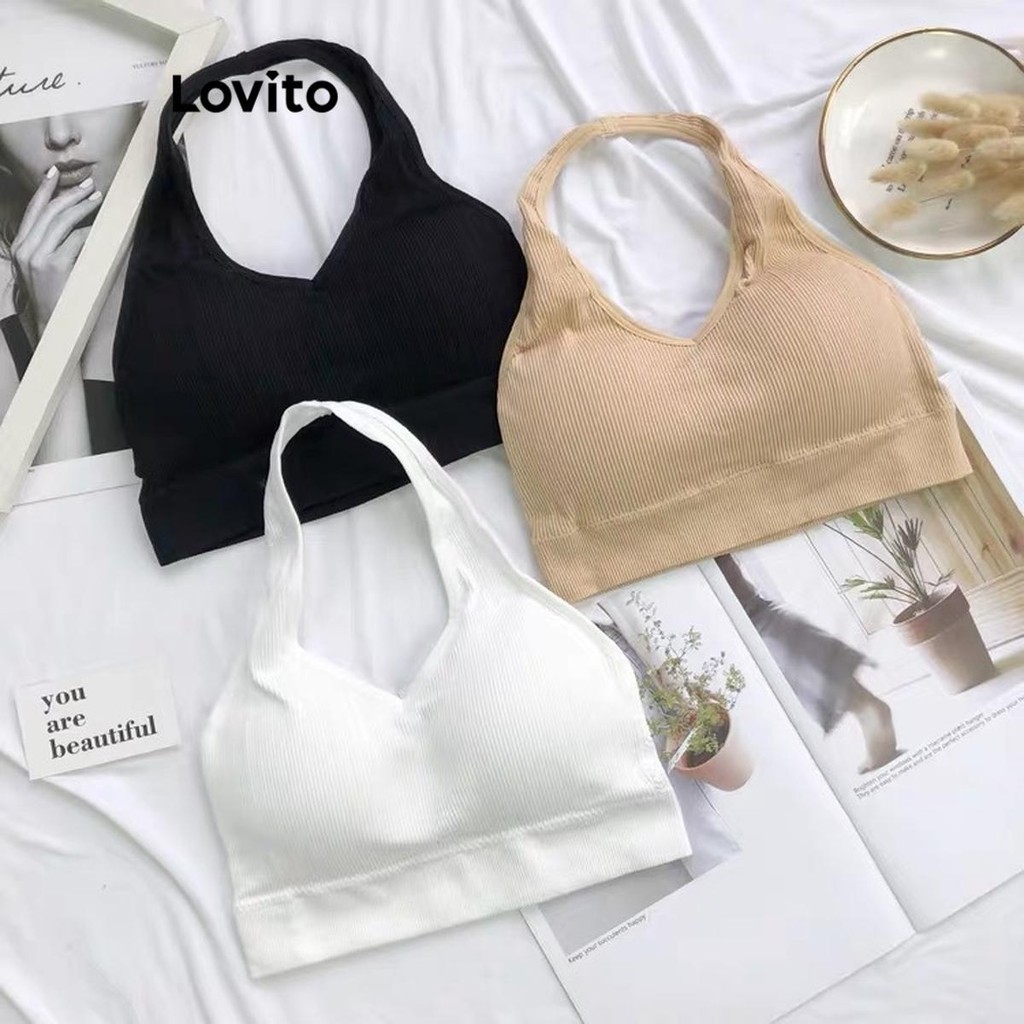 Lovito Sporty Plain Basic Sports Bra For Women LNL63219 Lovito Bra