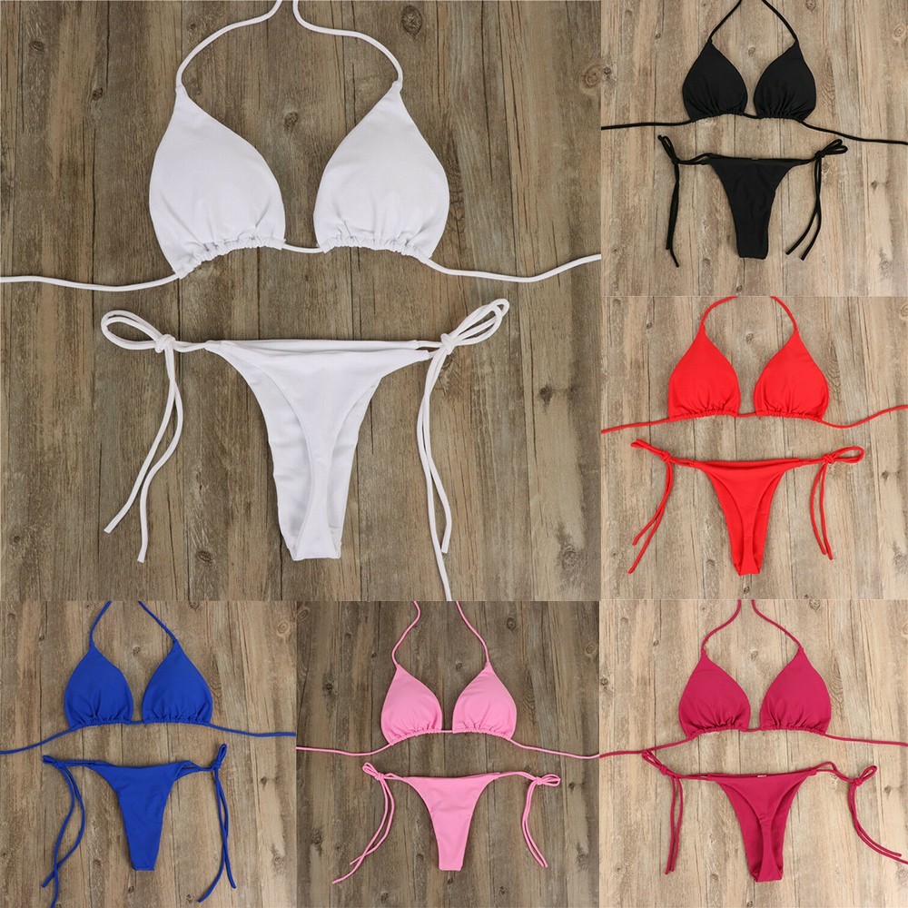 Women Thong Bikini Set Side Tie Sexy Swimsuit Bandage Style Brazilian