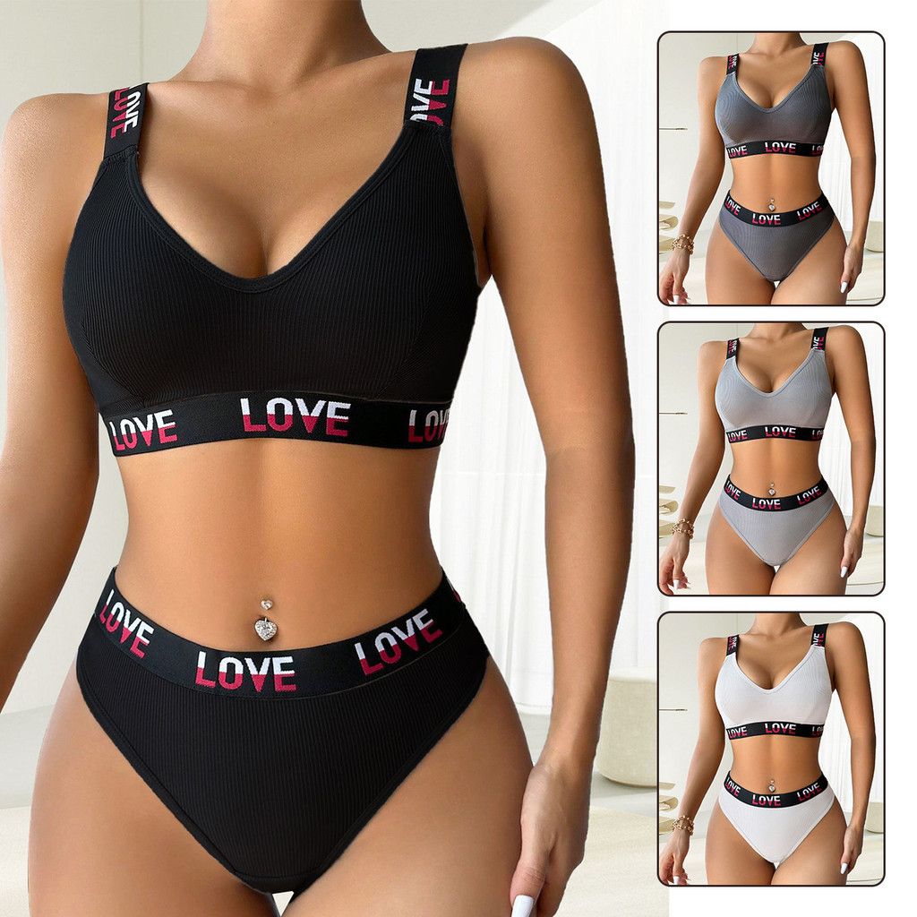 Plain Underwear Set Unlined Wireless Bra And Seamless Panty Sets Cotton Lingerie Sets G