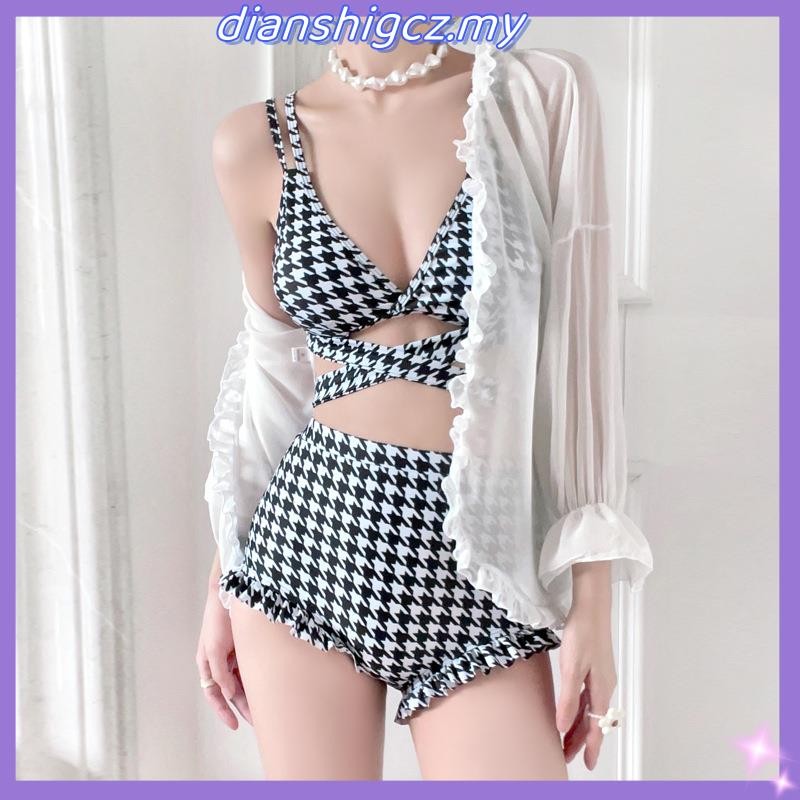 Sexy Checkered Swimsuit High Waisted Bikini High Quality Fabric