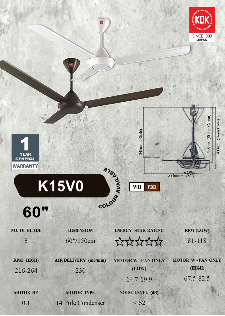 Kdk K V Deka Dr Blades Regulator Ceiling Fan Kipas Siling