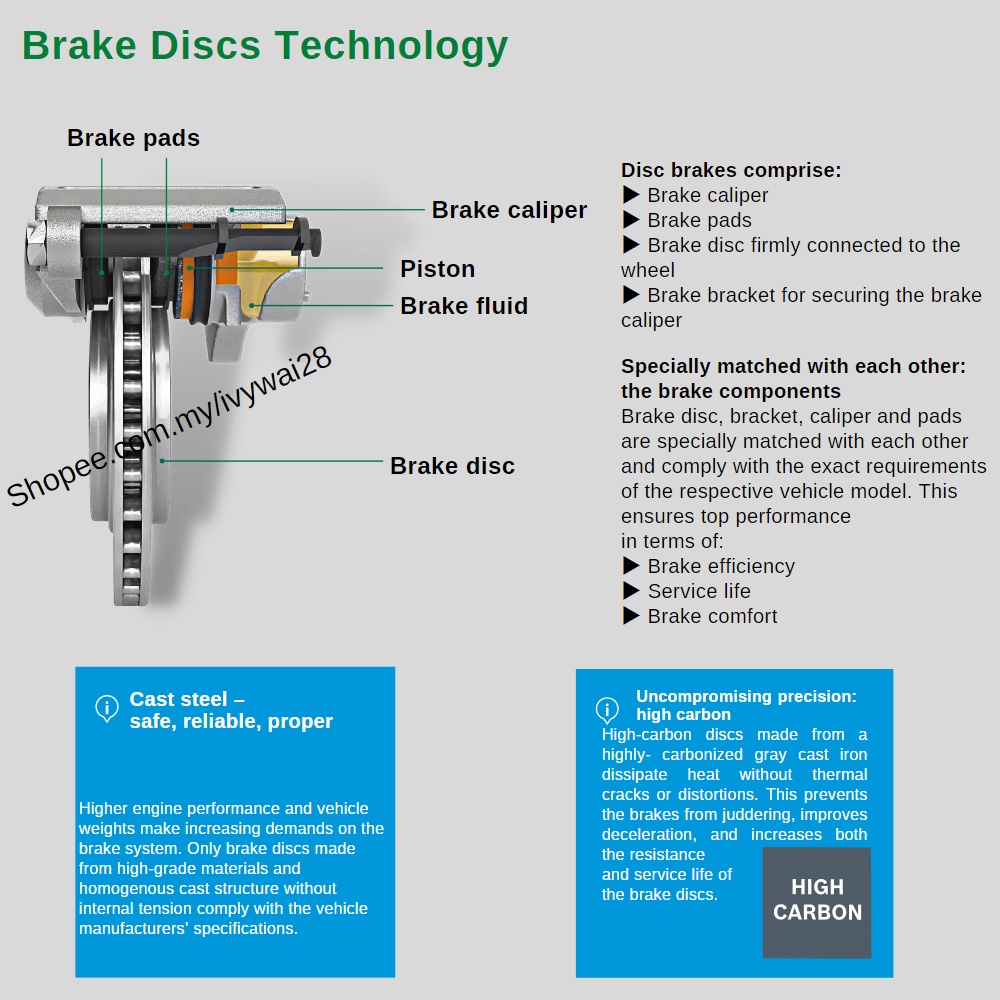 BOSCH Front Disc Rotor Brake Disc Perodua ALZA 2014 TO 2022 Toyota VIOS