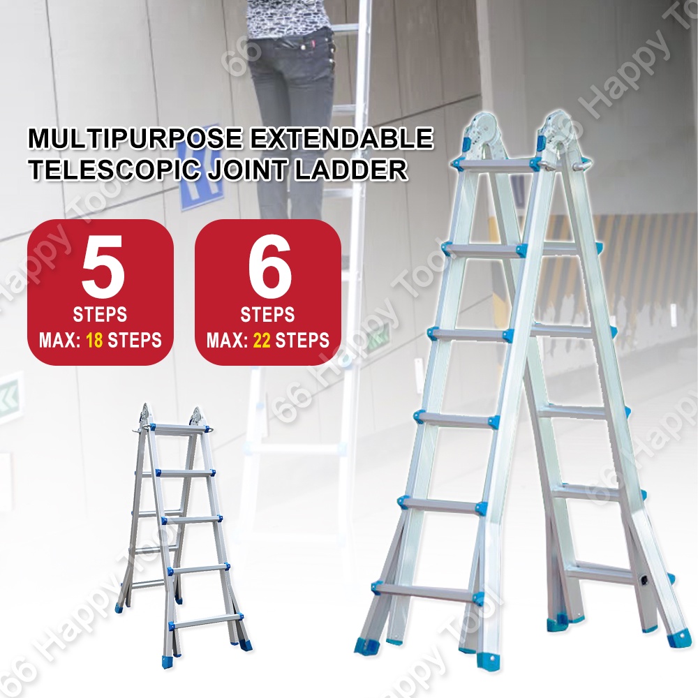 Multipurpose Aluminium Telescopic Ladder Extension 5 6 Steps Aluminum