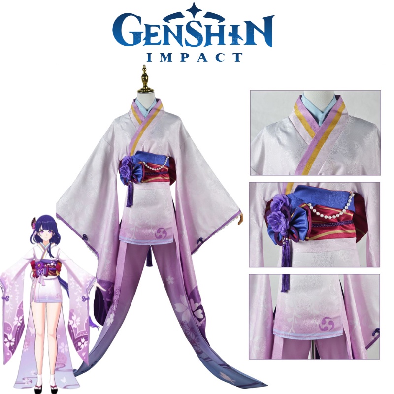 Genshin Raiden Ei Beelzebul Cosplay Costume Kimono Full Set Suits