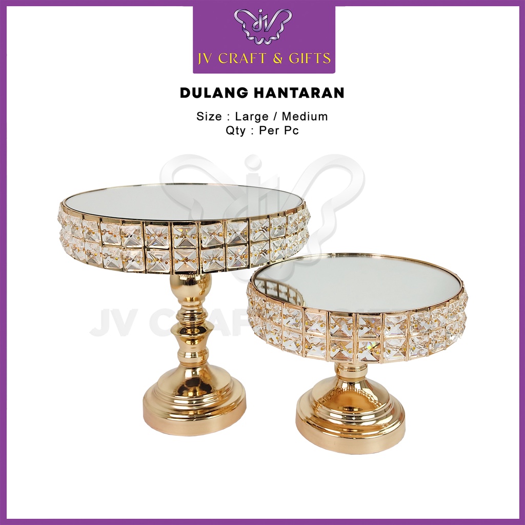 Dulang Hantaran Kaca Crystal Mirror Gift Stand Mirror Top Cake Tray