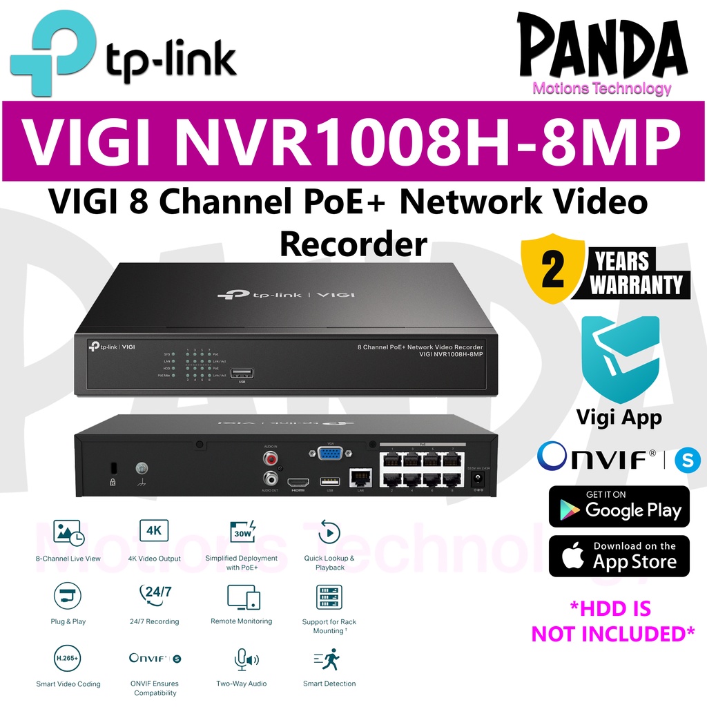 Tp Link Vigi Channel Poe Network Video Recorder Vigi Nvr H Mp