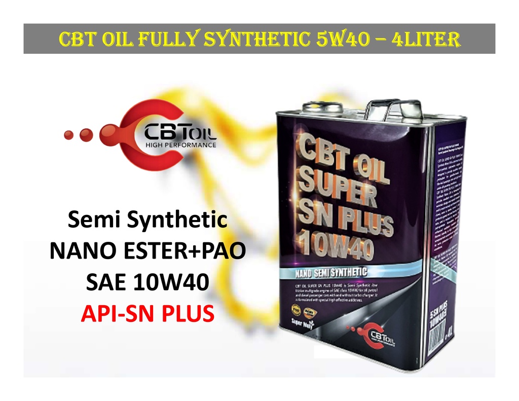 Cbt Oil W L Api Sn Plus Nano Ester Pao High Performance Semi