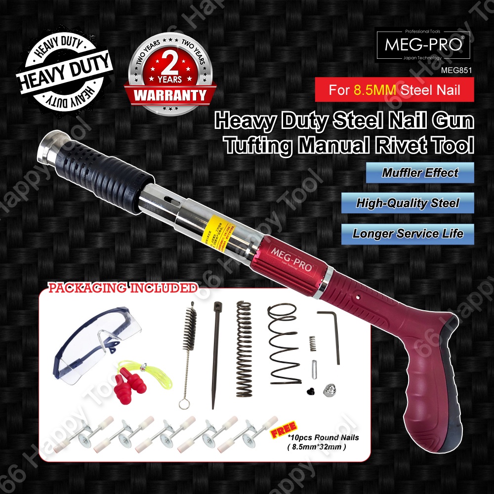 MEG PRO Steel Nail Gun Tufting Manual Rivet Tool Heavy Duty 8 5mm