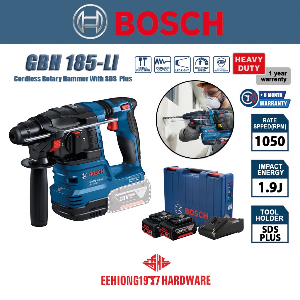 Bosch Gbh Li Professional Cordless Rotary Hammer With Sds Plus