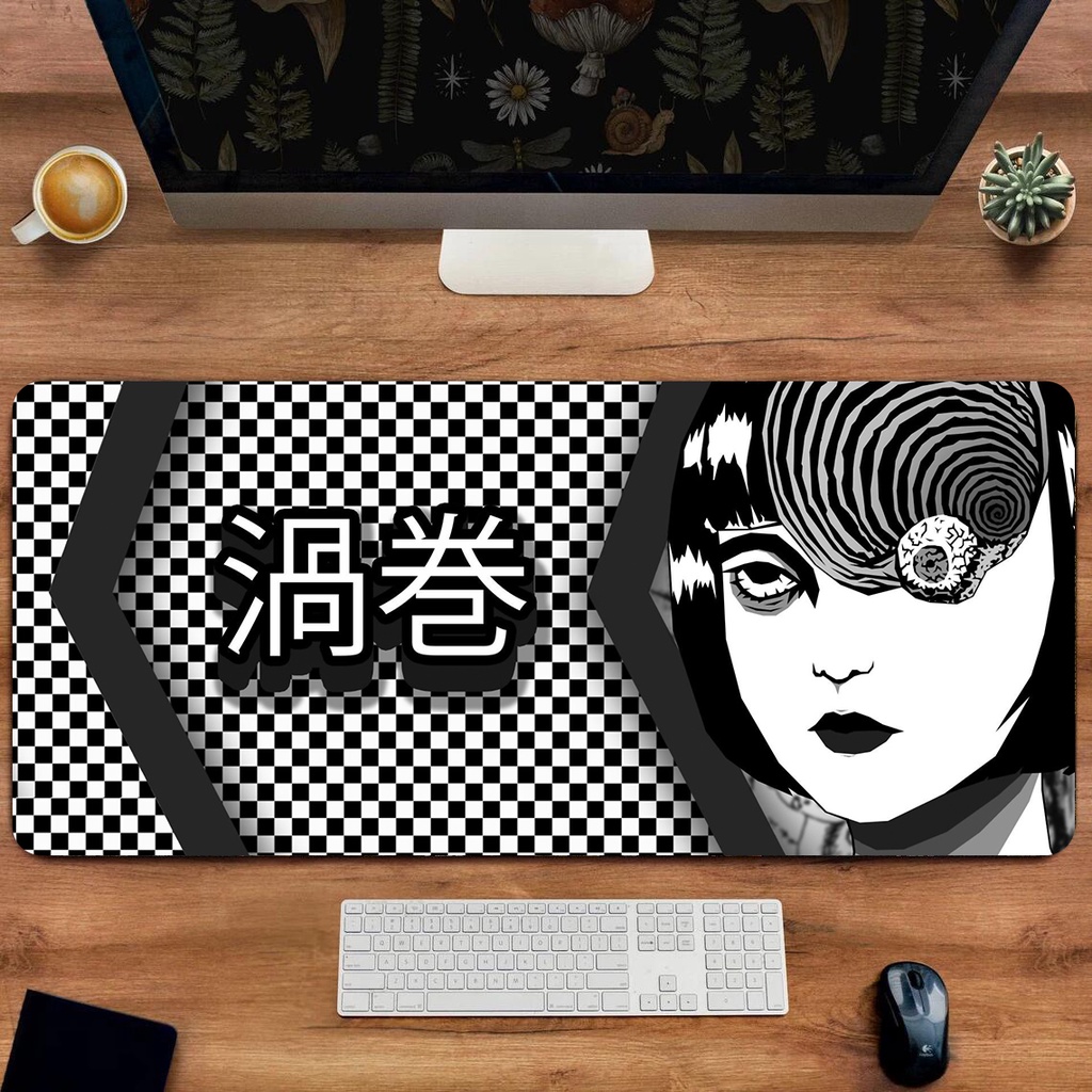 Black White Mouse Pad Junji Ito Horror Comics Gaming Mousepad HD