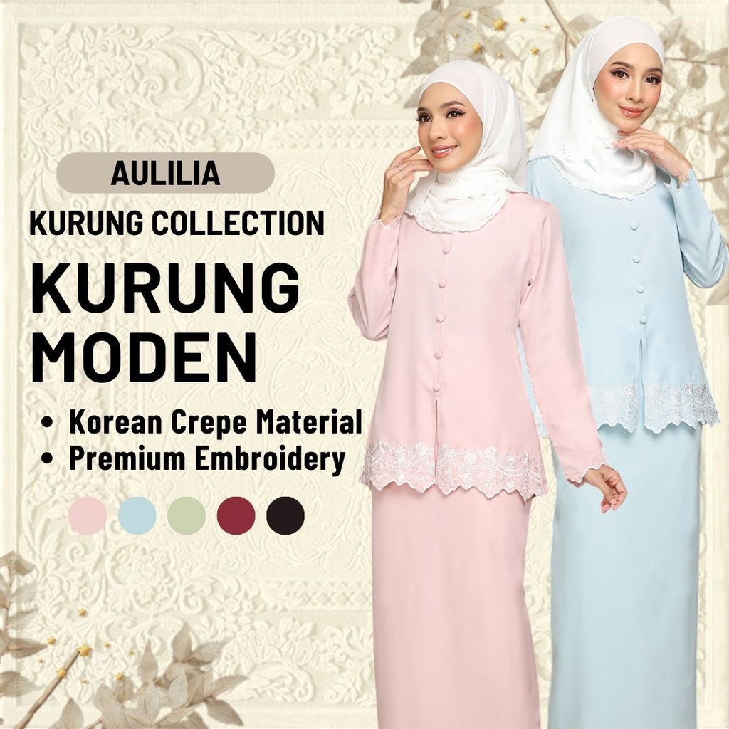 Zoe Arissa Baju Kurung Moden Aulilia Sulam Plain Baju Raya