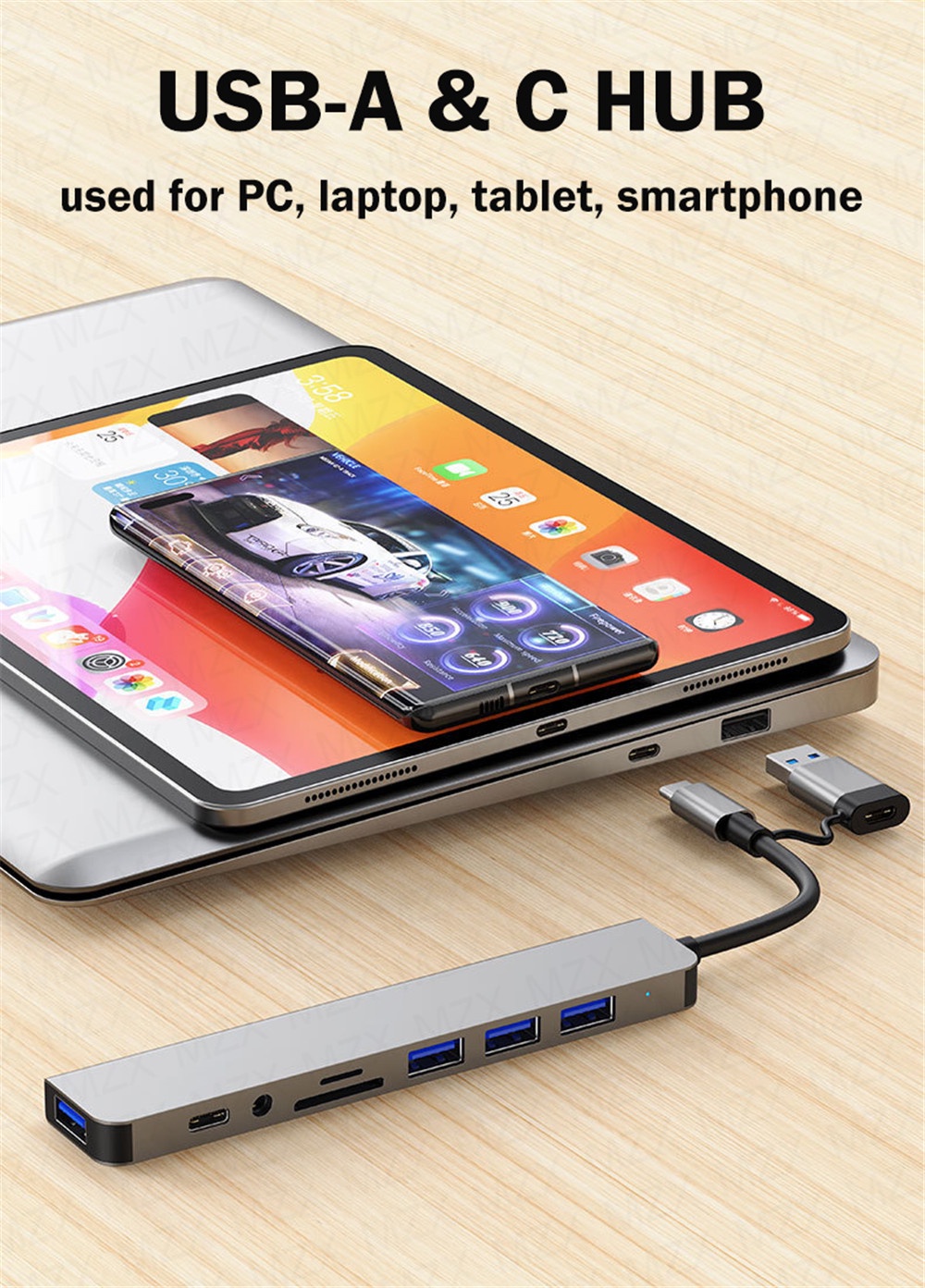 Benosem In Usb A Type C Hub Otg Adapter Docking Station Multi Usb