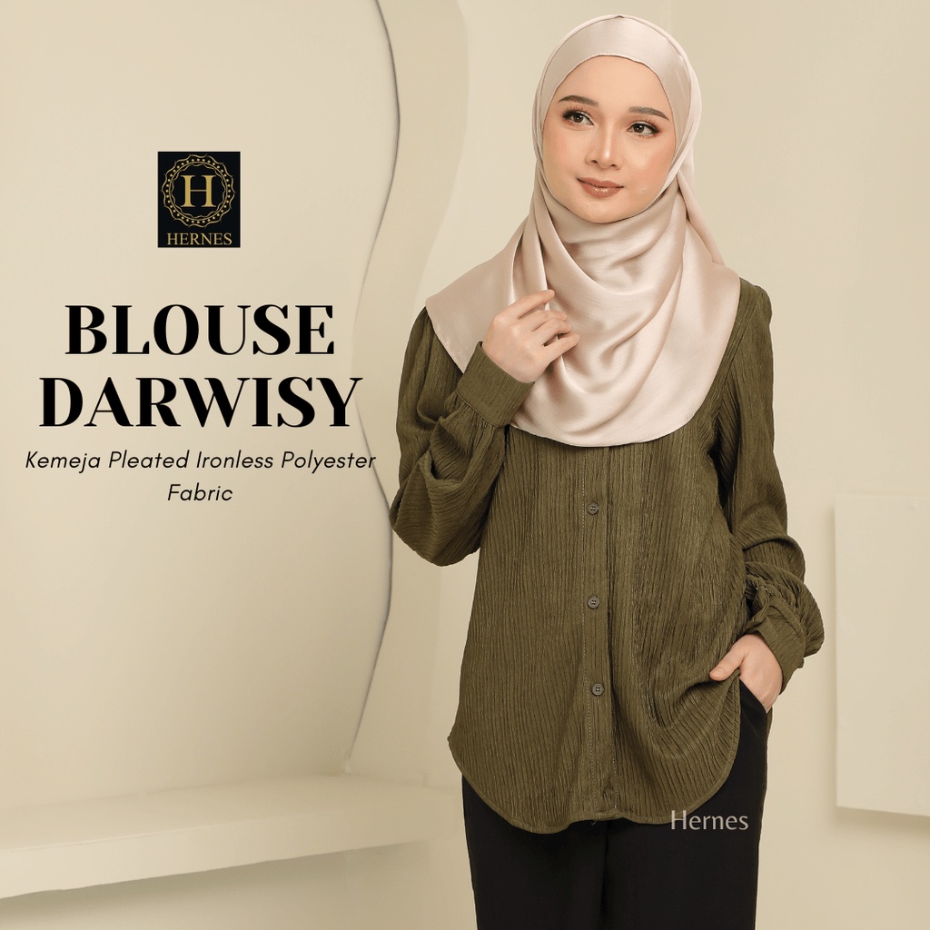 HERNES BLOUSE DARWISY KEMEJA IRONLESS BLOUSE MUSLIMAH BLOUSE KNITED