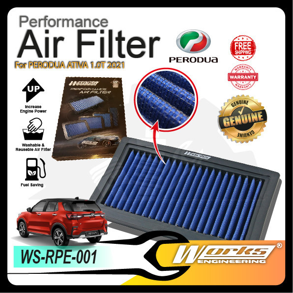 Works Engineering Drop In Air Filter Perodua Ativa T New Alza