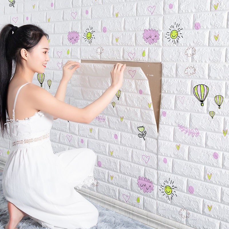 3D Foam Wall Paper Dinding Adheisve Wall Decor Design Wallpaper Brick