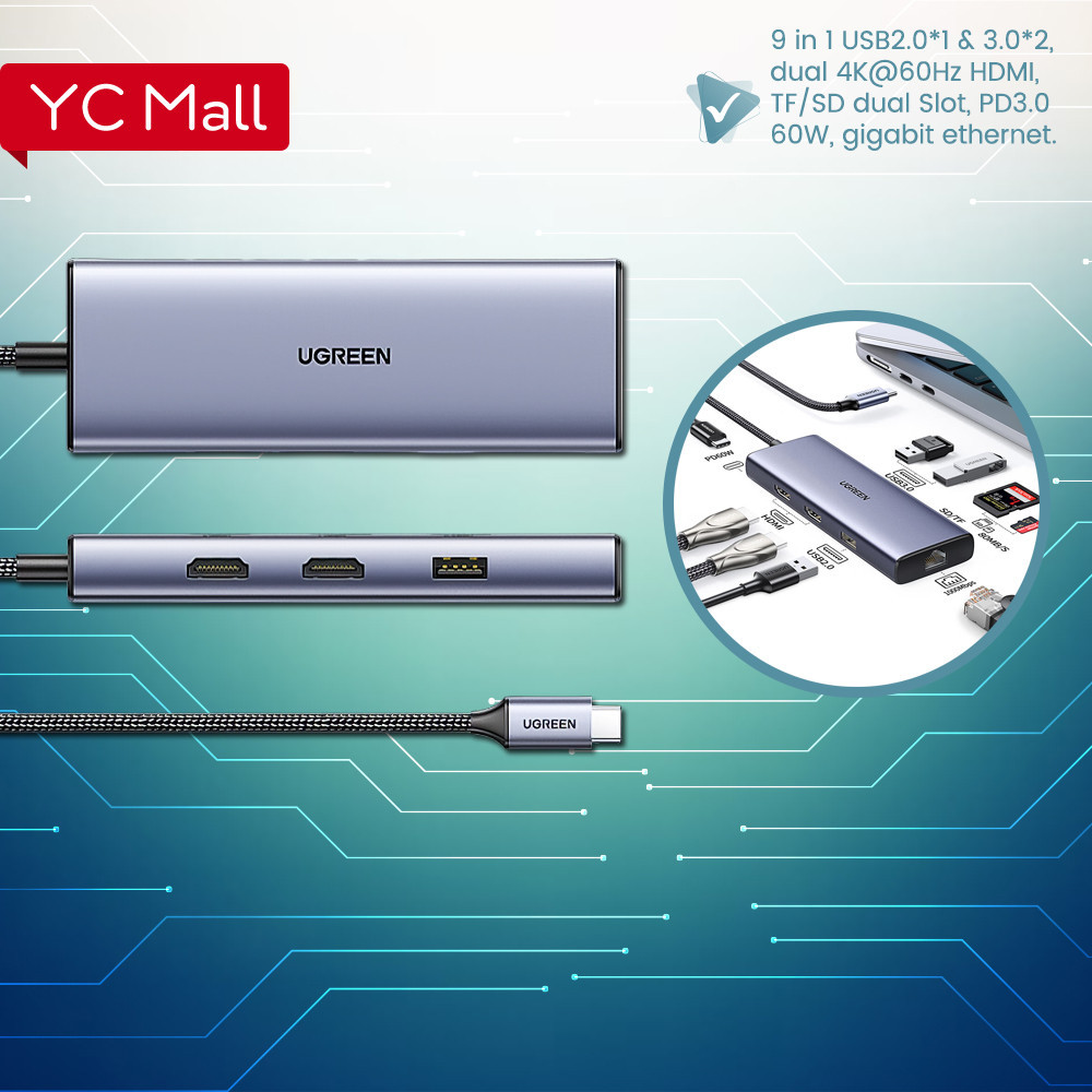 UGREEN USB C Hub 9 In 1 Type C Hub With Dual HDMI Triple Screen