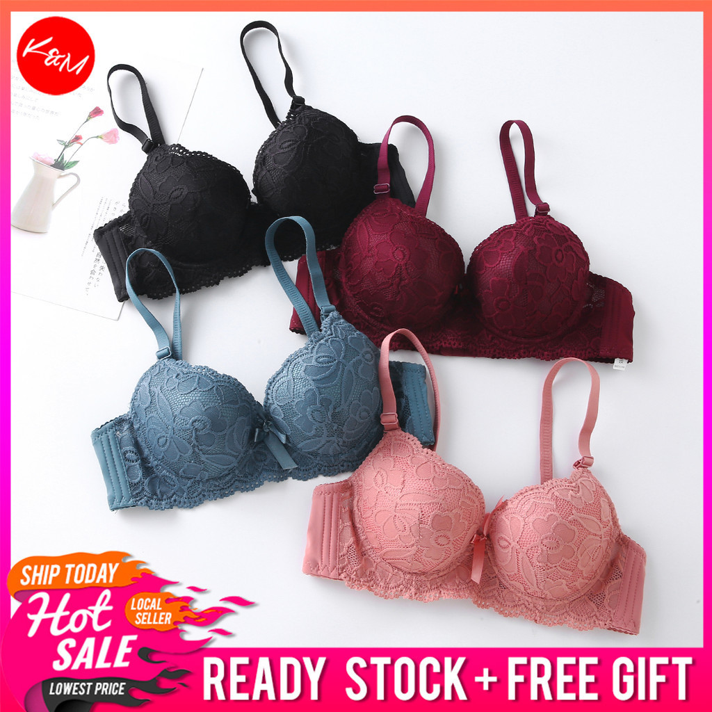 KM Women Bra Floral Lace Design Fashion Lingerie L5633 Shopee Malaysia