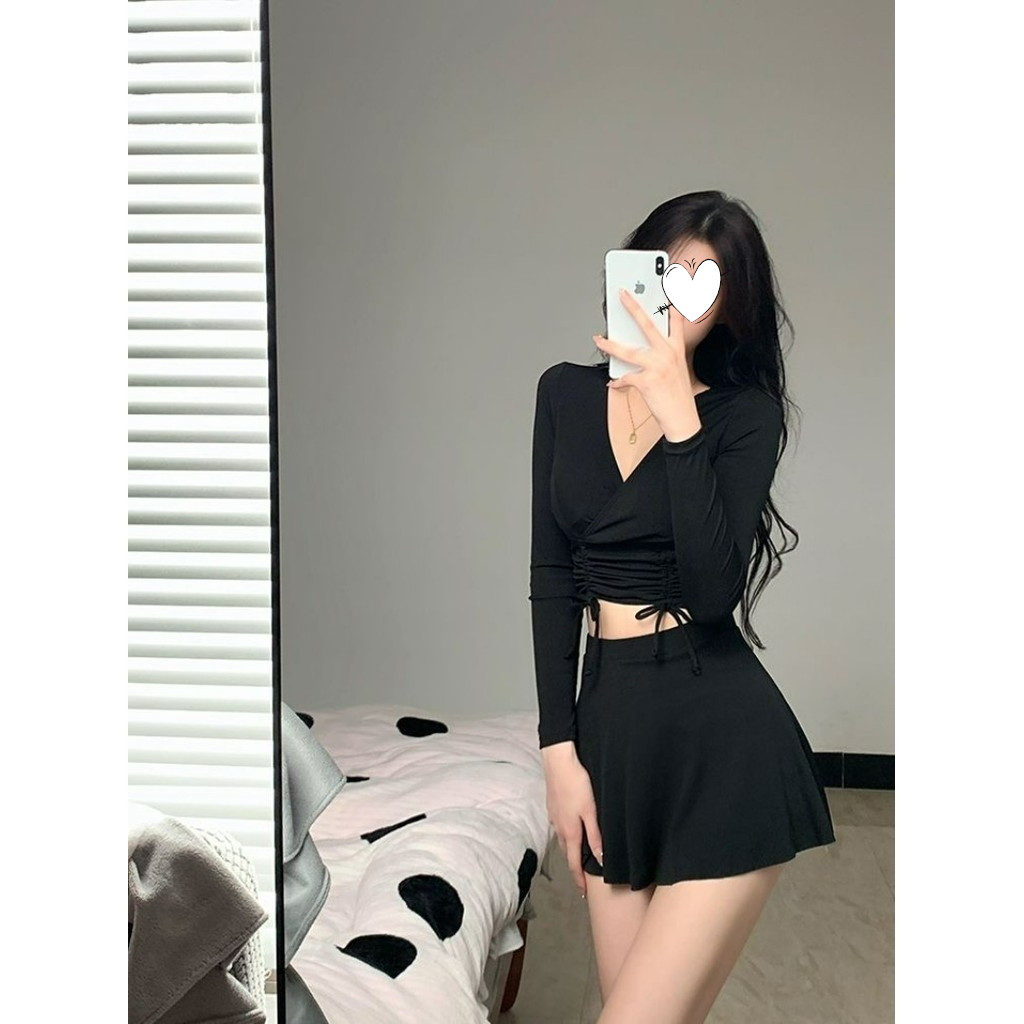 Women S Swimsuit Long Sleeved Strappy Bikini Three Piece Split Sun