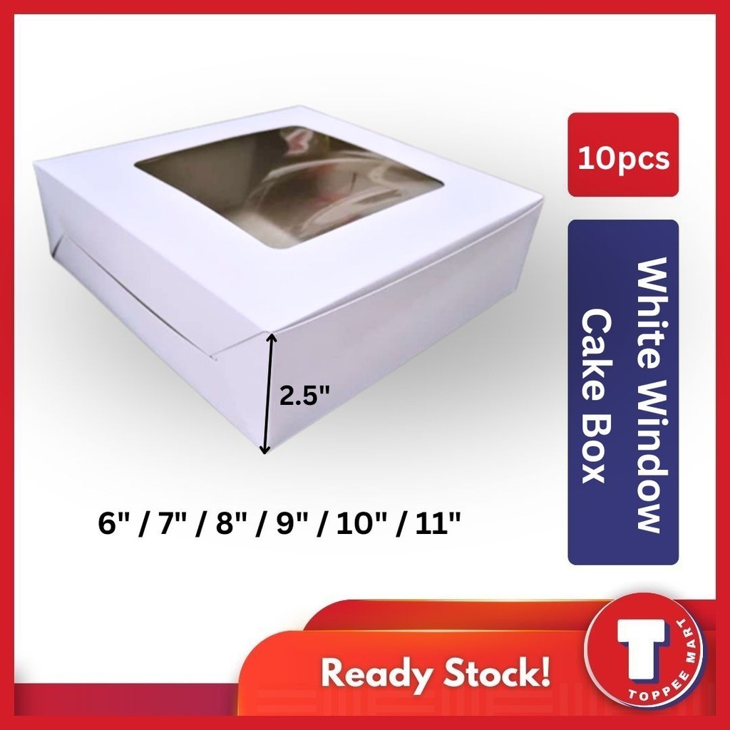 10pcs Kotak Kuih Lapis White Window Cake Box 6 7 8 9 10