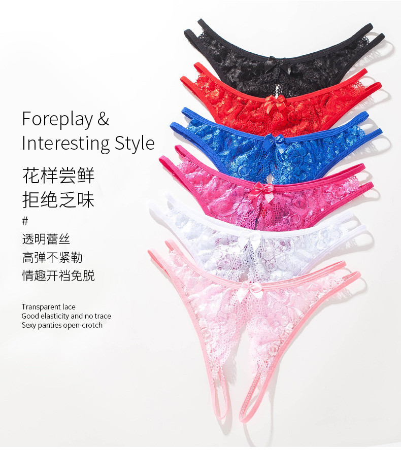 Kg Kg Loveena Women Sexy Panties Open Crotch Bottom Thong Lace T Back Briefs Lingerie