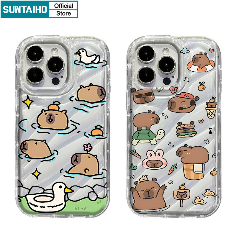 Suntaiho Funny Cute Casing Swimming Capybara Pattern Phone Case For