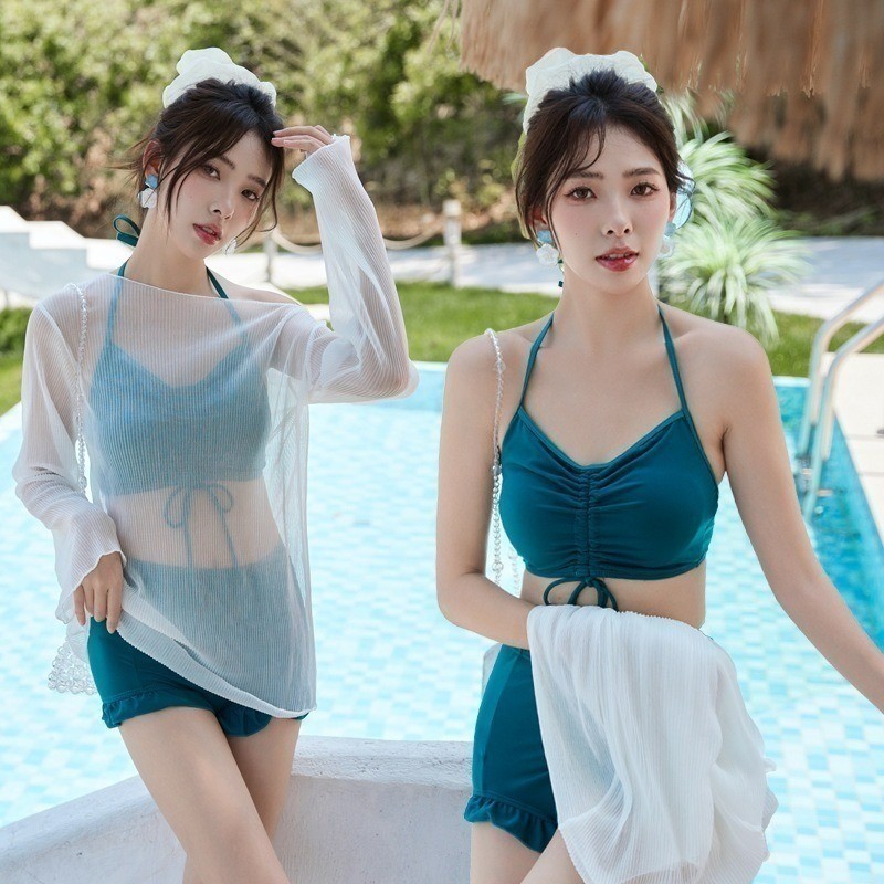 Women S Swimsuit Long Sleeved Cover Up Bikini Three Piece Vacation