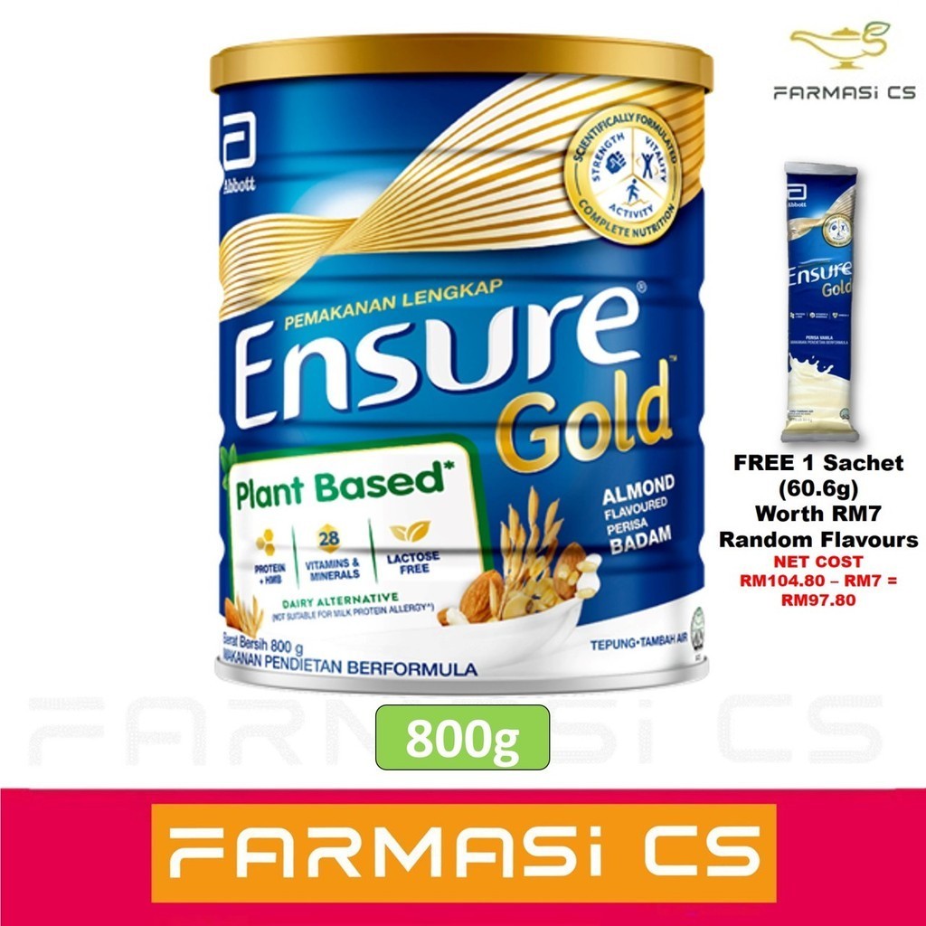 PROMO Abbott Ensure Gold Plant Based Almond Flavored 800g FREE 1 Sachet