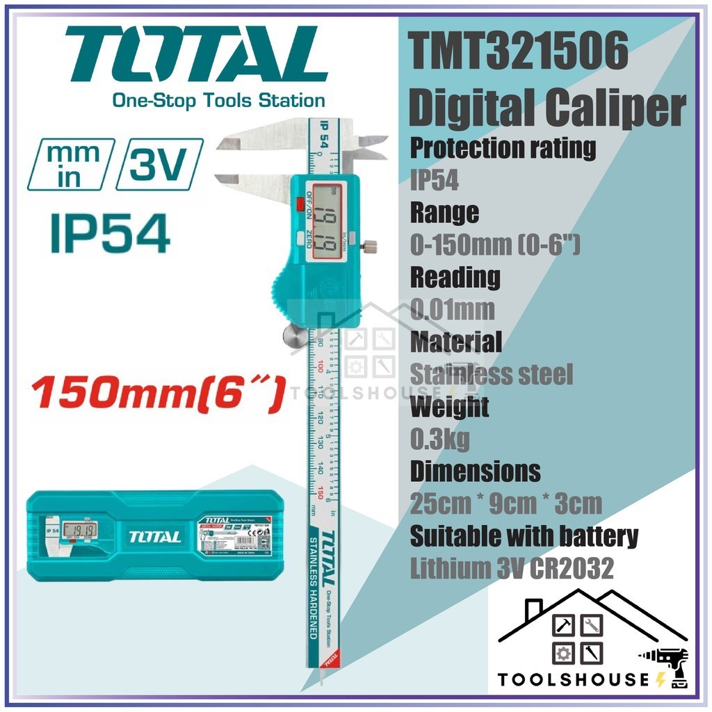 Total TMT321506 TMT331501 Plastic Digital Caliper 塑料数显卡尺 Shopee